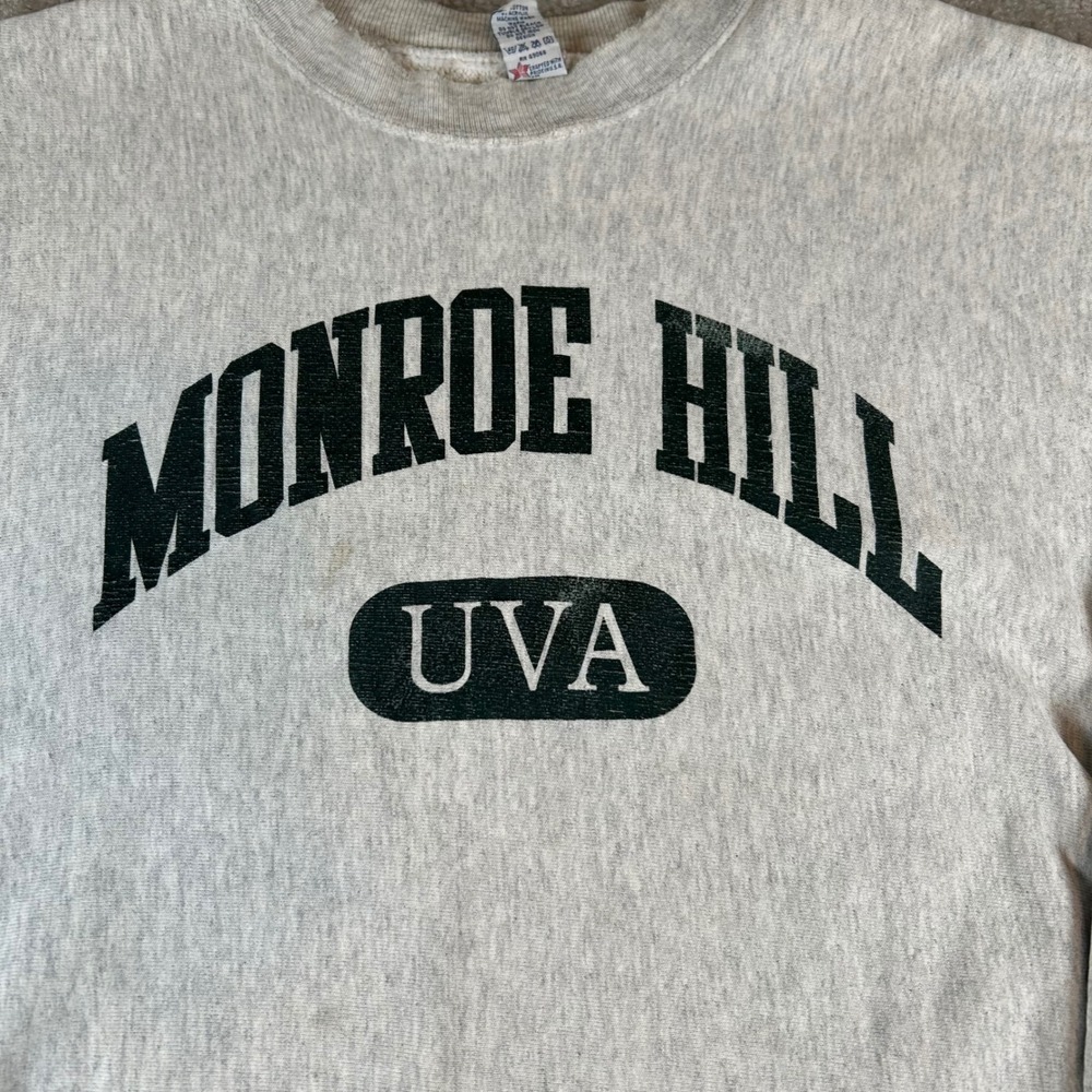 Vintage 90s Soffe Sweatshirt Mens XL Gray Monroe Hill UVA Made in USA Distressed - Picture 2 of 13